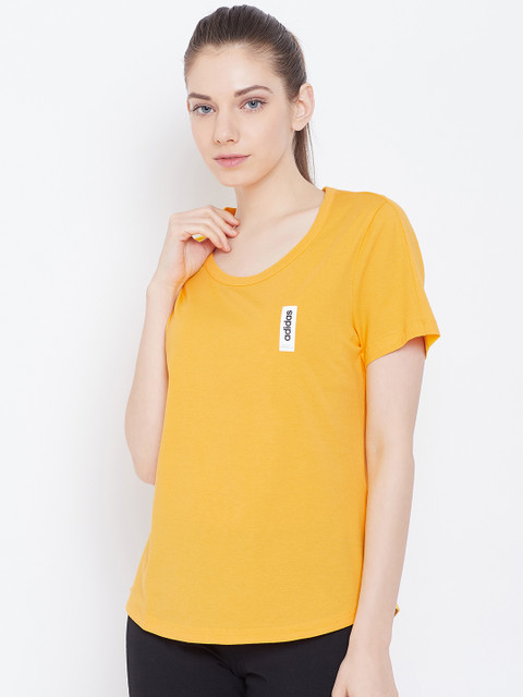 

ADIDAS Women Mustard Yellow Solid Remera BB T-shirt