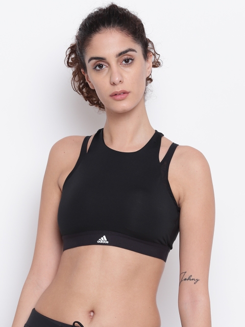 

ADIDAS Women Black Halter 3.0 Solid Training Sports Bra EA3345