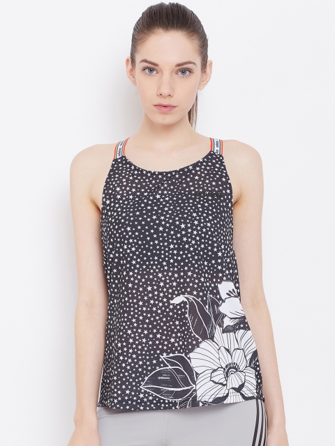 

ADIDAS Women Black & White Brilliant Basic Farm Printed Training Tank Top