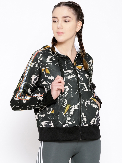 

ADIDAS Women Black & Beige Farm Print Track Jacket