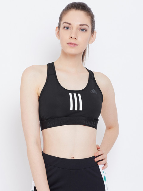 

ADIDAS Women Black Don't Rest Alpha Skin 3-Stripes Solid Workout Bra DT4026