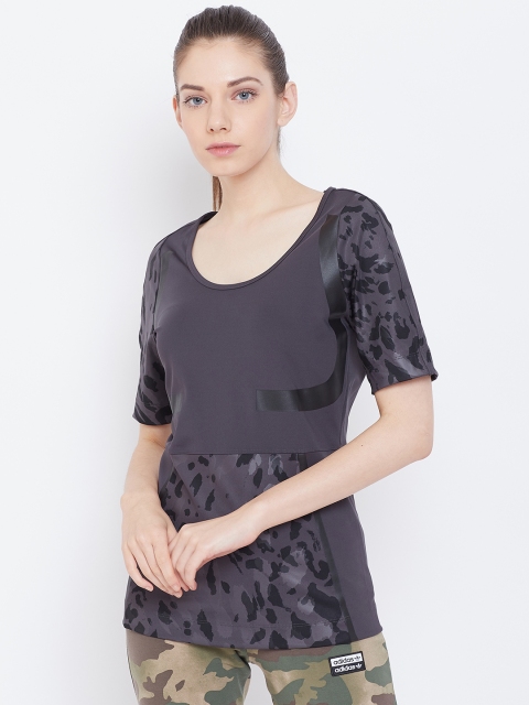 

ADIDAS by Stella McCartney Women Charcoal Grey Printed Running T-Shirt