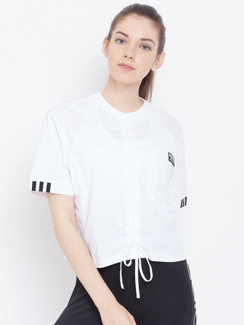 

ADIDAS Originals Women White Rouged Solid Round Neck T-shirt
