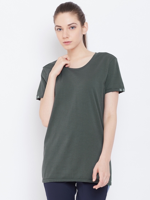 

ADIDAS Women Olive Green Solid 25/7 Running T-Shirt