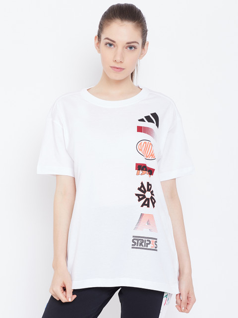 

ADIDAS Women White TP Graphic Printed T-Shirt