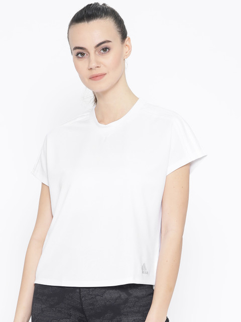 

ADIDAS Women White Solid Atteetude Tee