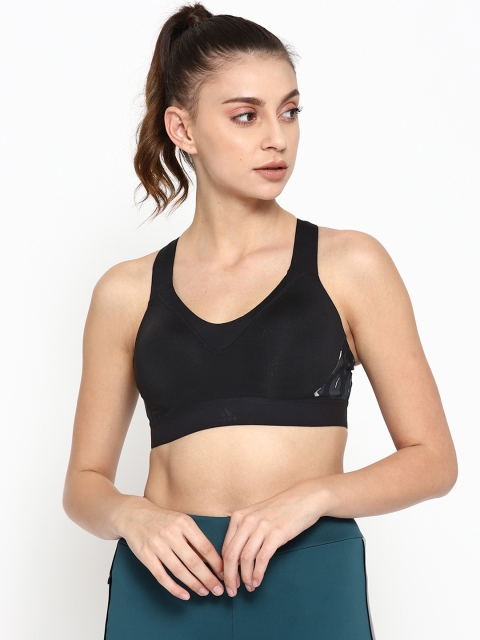 

ADIDAS Women Black Training Stronger For It Iteraration Q4 Solid Sports Bra DX7550