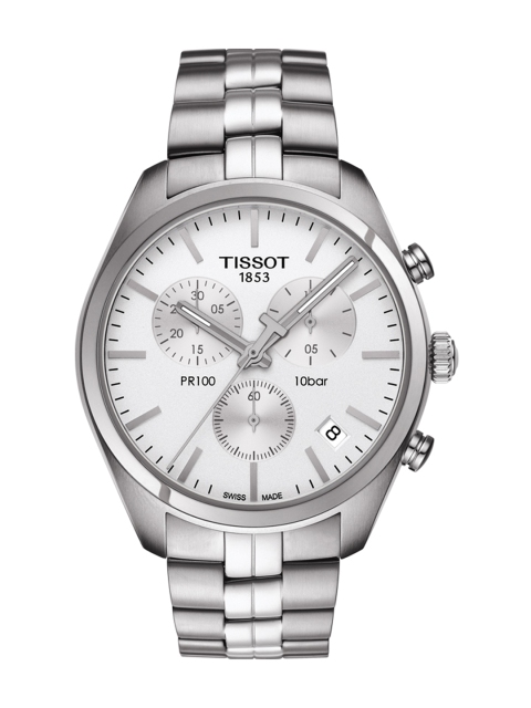

TISSOT Men Silver-Toned PR 100 Chronograph Watch T1014171103100