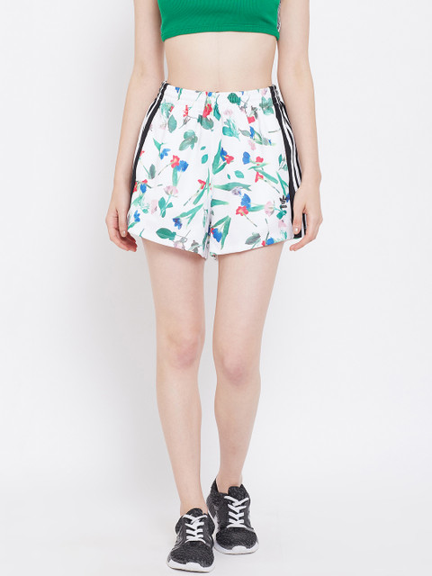 

ADIDAS Originals Women White & Green All Over Print Shorts