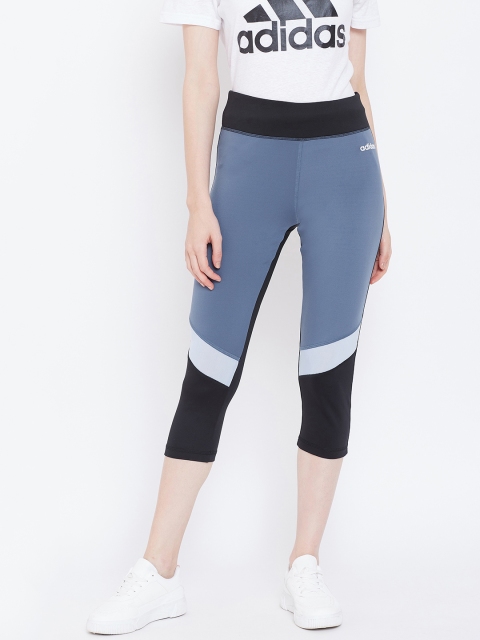 

ADIDAS Women Blue & Black Design 2 Move Colourblocked 3/4 Tights