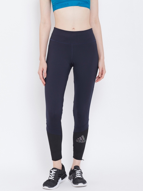 

ADIDAS Women Navy Blue Solid How We Do Cropped Running Tights