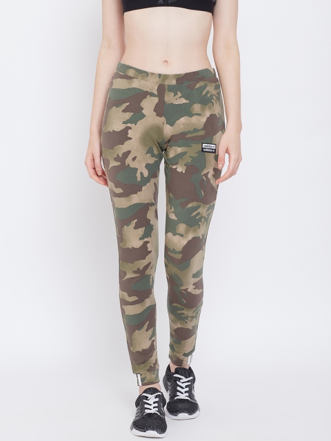 

ADIDAS Originals Women Olive Green & Beige Camouflage All Over Print Tights