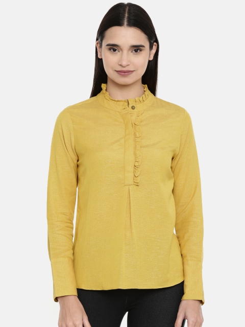 

AND Women Mustard Yellow Solid Top