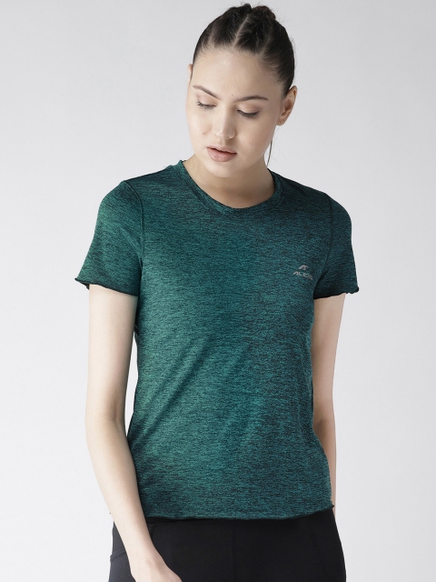 

Alcis Women Green Self Design Round Neck Slim Fit Training T-shirt