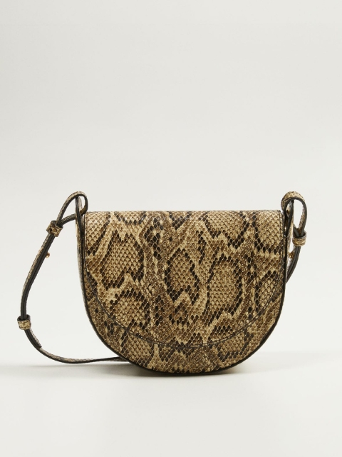 

MANGO Beige & Black Snakeskin Pattern Sling Bag