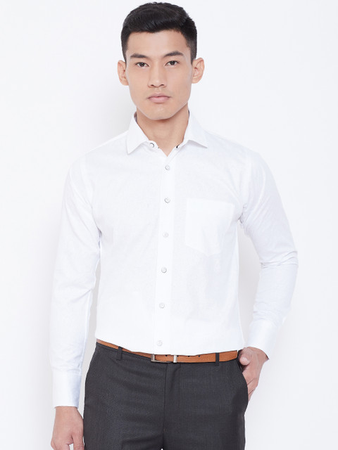 

Shaftesbury London Men White Smart Slim Fit Self Design Semiformal Shirt