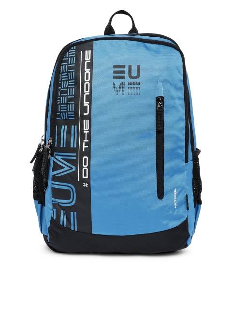 

EUME Unisex Blue & Black Typography Backpack