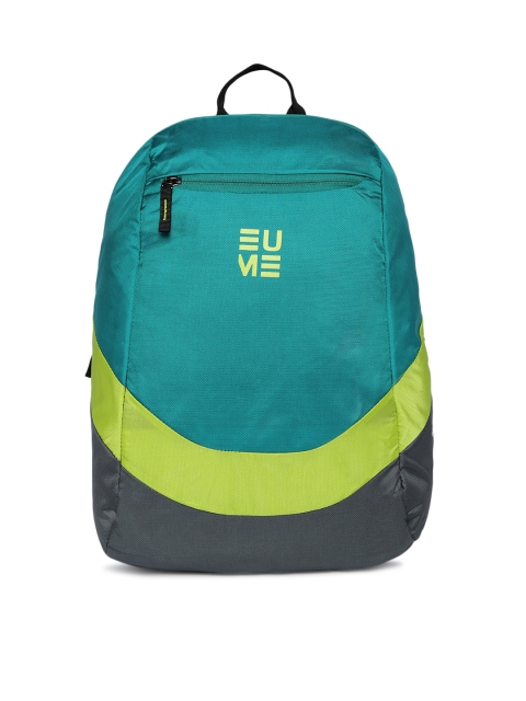 

EUME Unisex Green & Grey Colourblocked Backpack