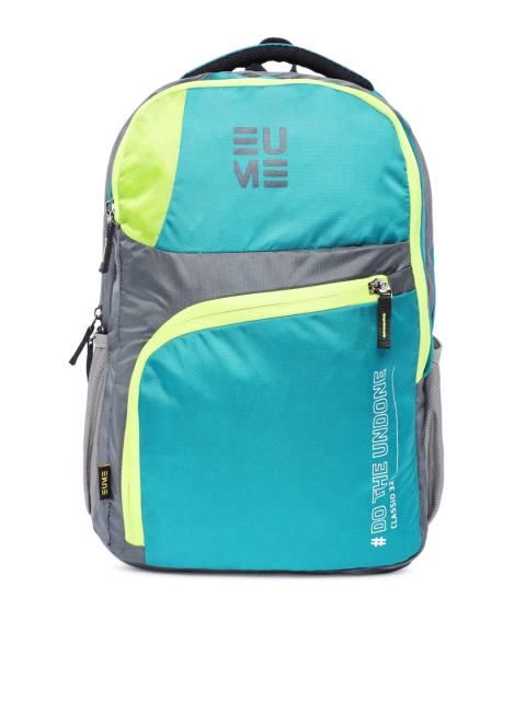 

EUME Unisex Green & Grey Typography Backpack