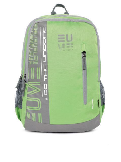

EUME Unisex Green & Grey Typography Backpack