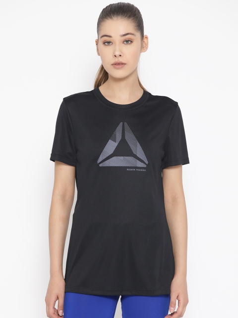 

Reebok Women Black & Grey Printed Prime Graphic Training T-shirt