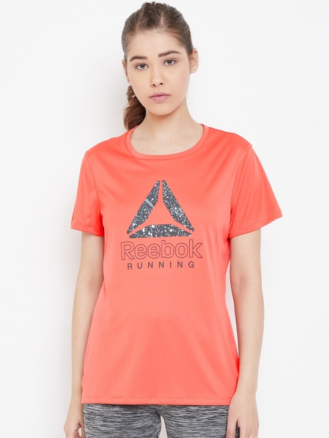 

Reebok Women Orange Printed RE Delta Graphic Running T-shirt