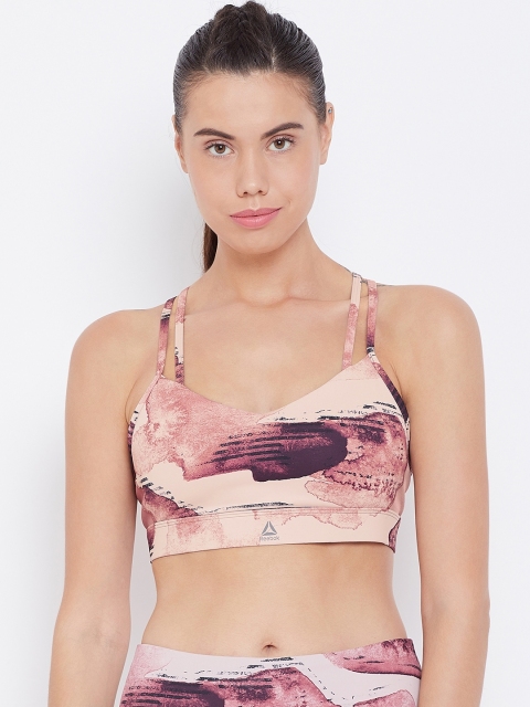 

Reebok Pink & Black Printed Hero Strappy CloudedCamo Studio Bra DY8050