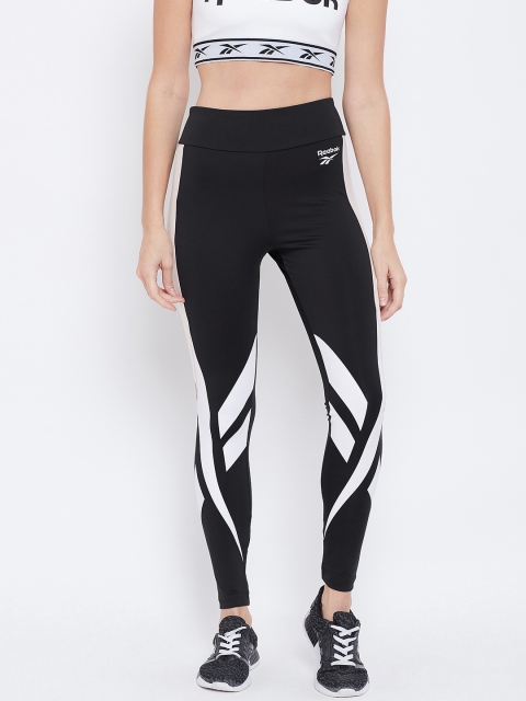 

Reebok Classic Women Black & White Printed Vector Tights