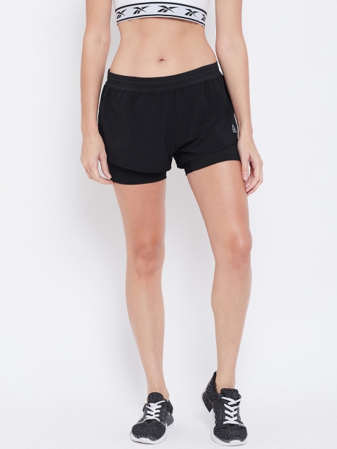 

Reebok Women Black One Series Epic 2-In-1 Running Solid Shorts