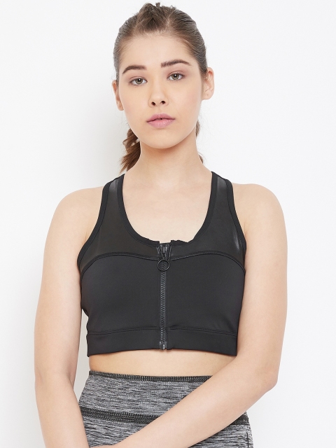 

Reebok Black C Zip Non-Wired Lightly Padded Studio Bra EB8111