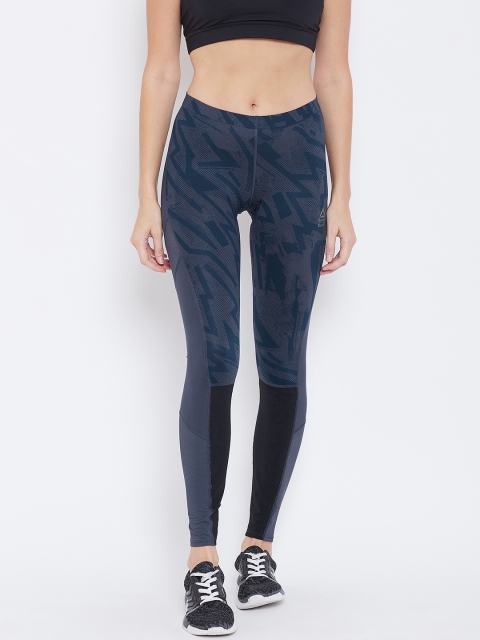 

Reebok Women Navy CrossFit Comp Printed Tights, Navy blue
