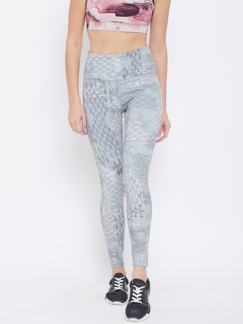 

Reebok Women Grey Studio Lux Bold High-Rise Grid Printed Tights