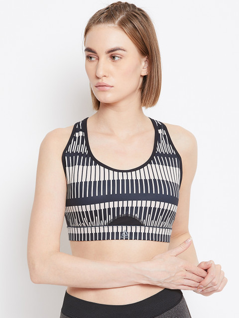 

Reebok Women Black & Beige Cardio Hero Power MotoStripe Studio Bra EB8115