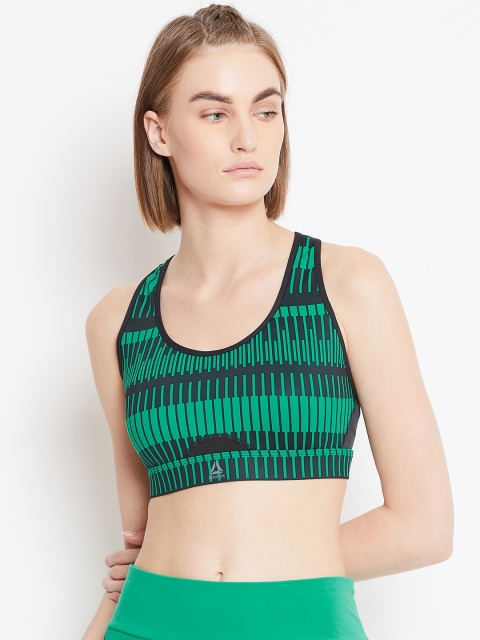 

Reebok Women Green & Black Cardio Hero Power MotoStripe Studio Bra DY8040