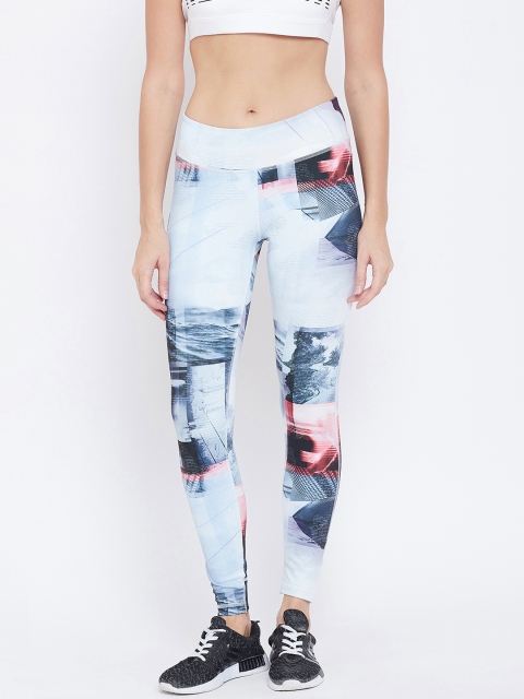 

Reebok Women Blue & Red Printed Lux Bold 2.0 Training Tights