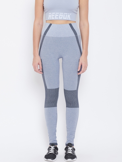

Reebok Women Grey & Blue Colourblocked Nature X Seamless Tights