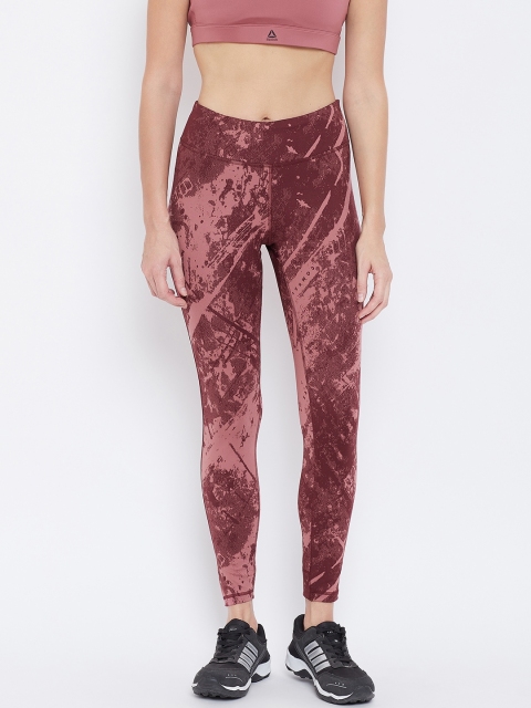 

Reebok Women Maroon & Pink Printed Combat Jacquard Lux Bold 2.0 Mixed Martial Arts Tights