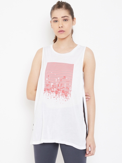 

Reebok Women White & Red Graphic Print Studio Tank Top