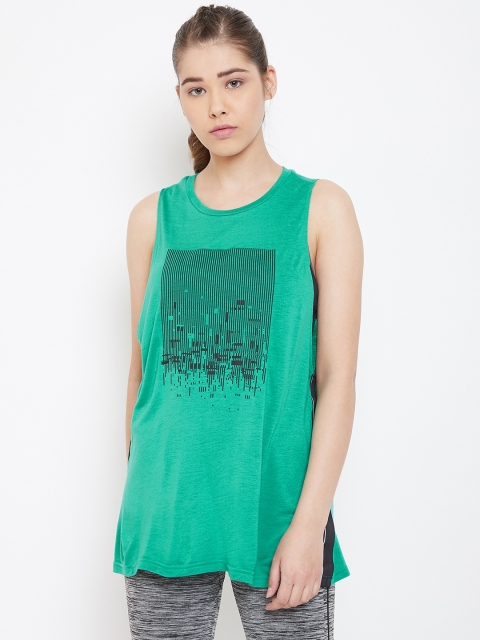 

Reebok Women Green & Black Graphic Print Studio Tank Top