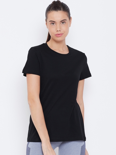 

Reebok Women Black Slim Fit Workout Ready Comm Solid Training T-Shirt