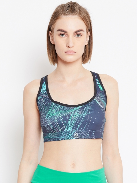

Reebok Women Blue & Green One Series Hero Racer Padded Running Bra EC3003