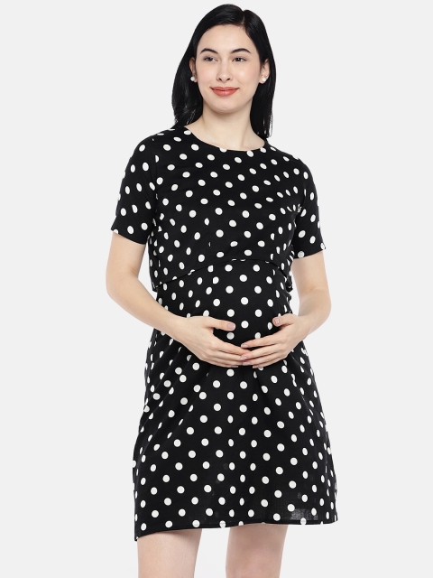 

Blush 9 Maternity Women Black & White Printed Sheath Dress