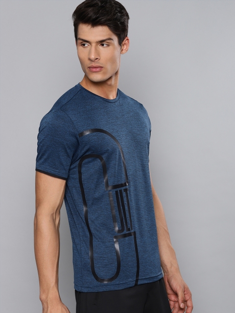 

Cultsport Men Teal Blue Printed Flydry Round Neck Running T-shirt