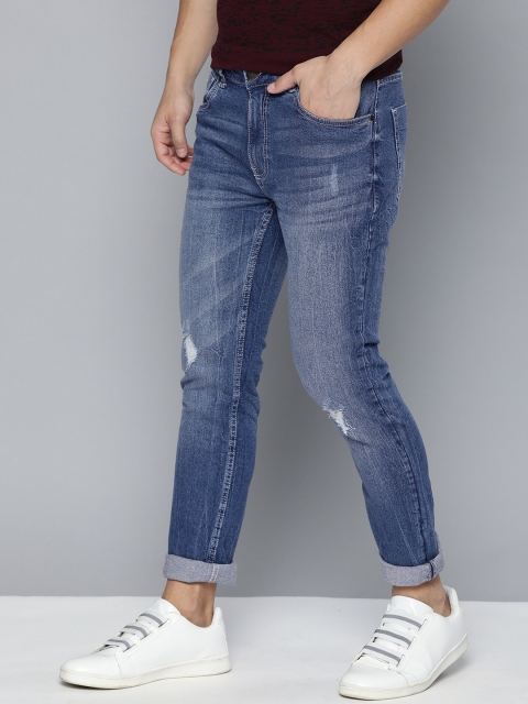 

Mast & Harbour Men Blue Skinny Fit Mid-Rise Low Distress Stretchable Jeans