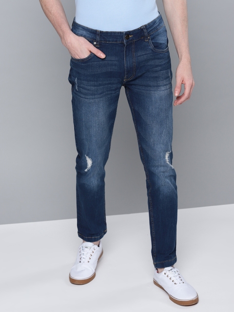 

Mast & Harbour Men Blue Skinny Fit Mid-Rise Low Distress Stretchable Jeans