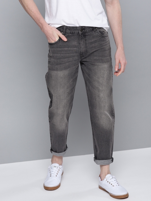 

Mast & Harbour Men Charcoal Grey Carrot Fit Mid-Rise Clean Look Stretchable Jeans