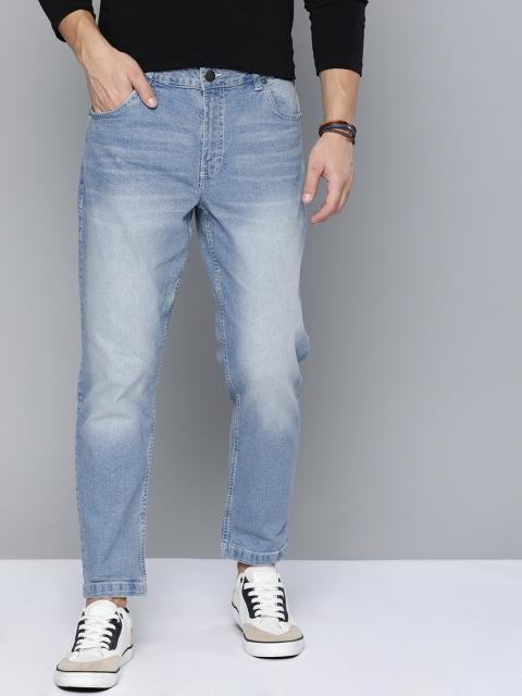 

Mast & Harbour Men Blue Carrot Fit Mid-Rise Clean Look Stretchable Cropped Jeans