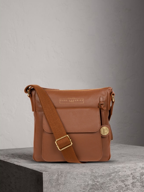 

PURE LUXURIES LONDON Women Tan Brown Solid Genuine Leather Rayden Sling Bag