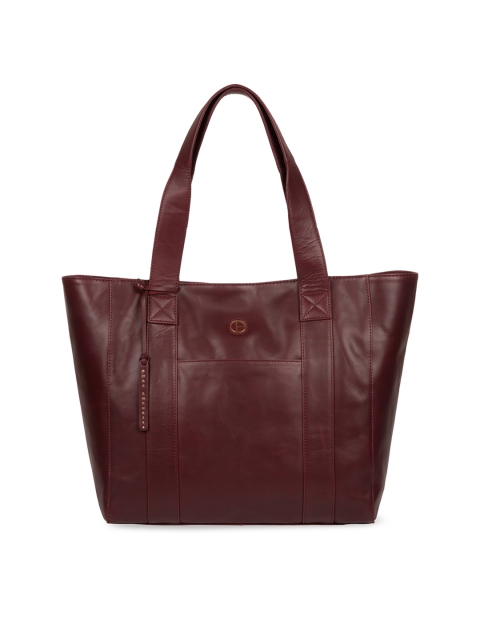

PURE LUXURIES LONDON Women Burgundy Solid Genuine Leather Cranbrook Tote Bag