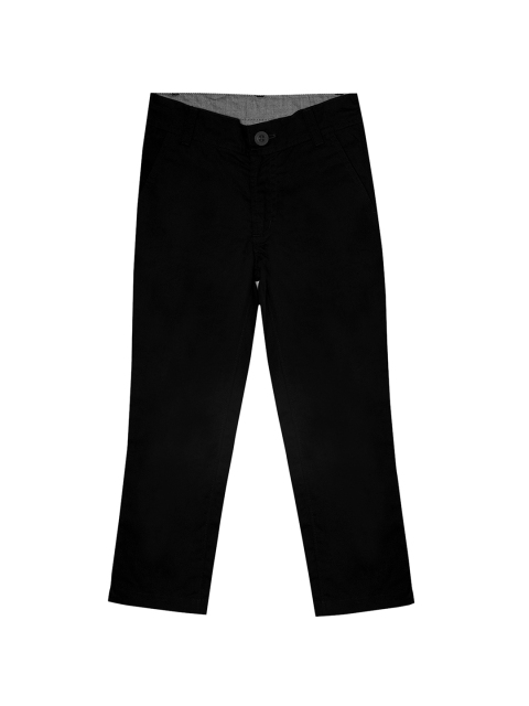 

Campana Boys Black Regular Fit Solid Regular Trousers